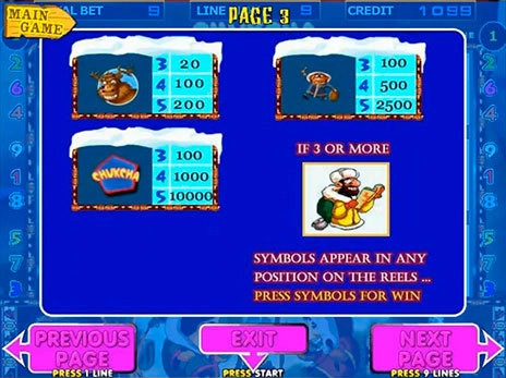 casino screen of symbols
