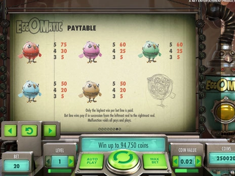 casino screen of symbols