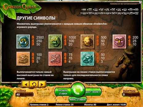 casino screen of symbols