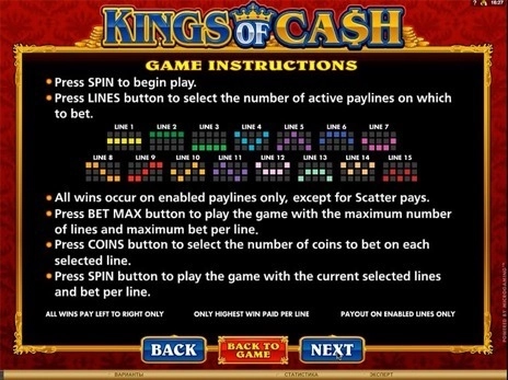 casino screen of symbols