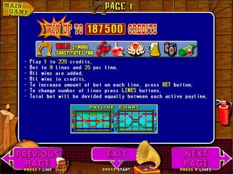 casino screen of symbols