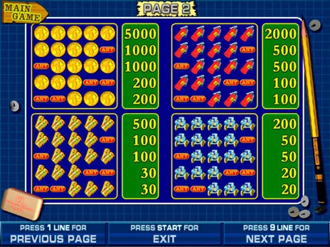 casino screen of symbols